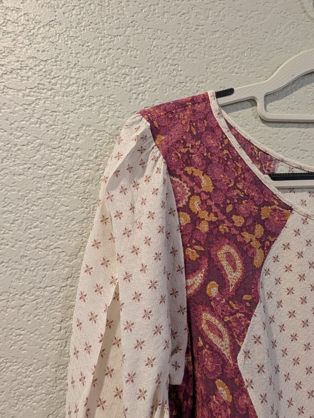 Free People Patchwork Floral Paisley Babydoll Peplum Top Size Large - Picture 3 of 13